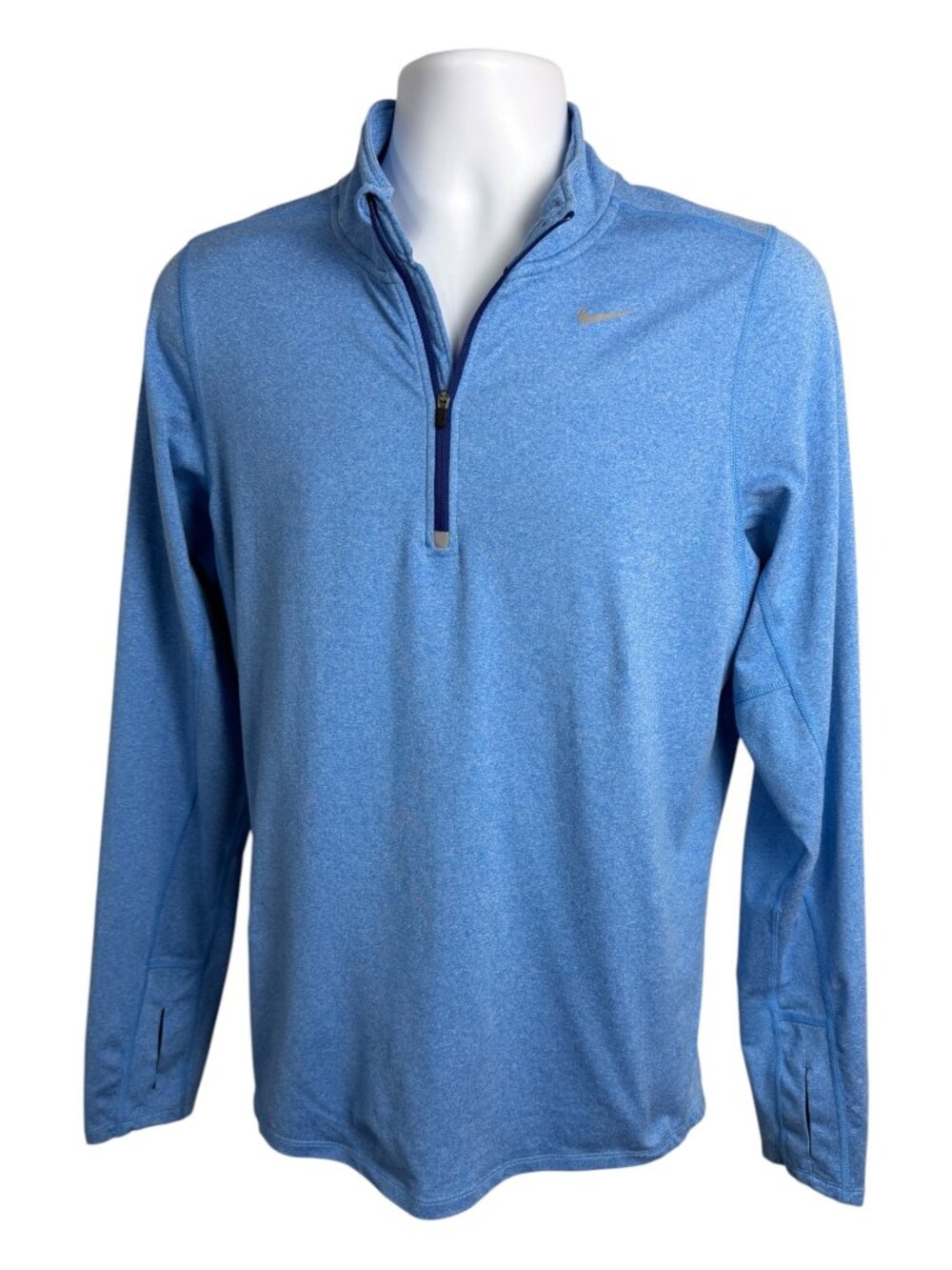 Nike Dri-FIT Running Quarter Zip Pullover Men's Small Blue Thumbholes